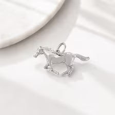 18K Gold Horse Charm, Stainless Steel Equestrian Pendant, Western Cowgirl Jewelry Making Supply