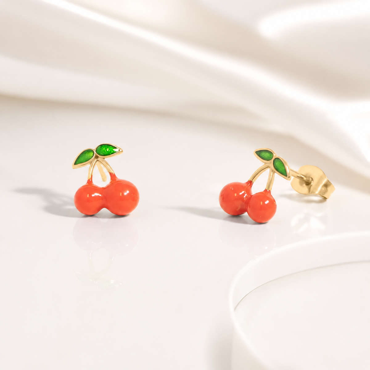Enamel Cherry Stud Earrings – product image 1