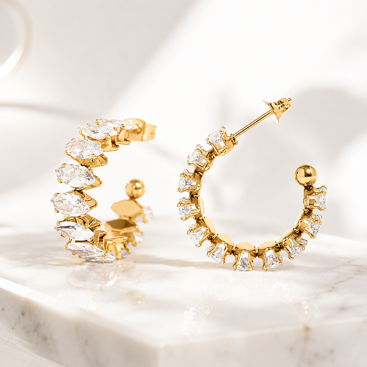 Marquise CZ Hoop Earrings – product image 1