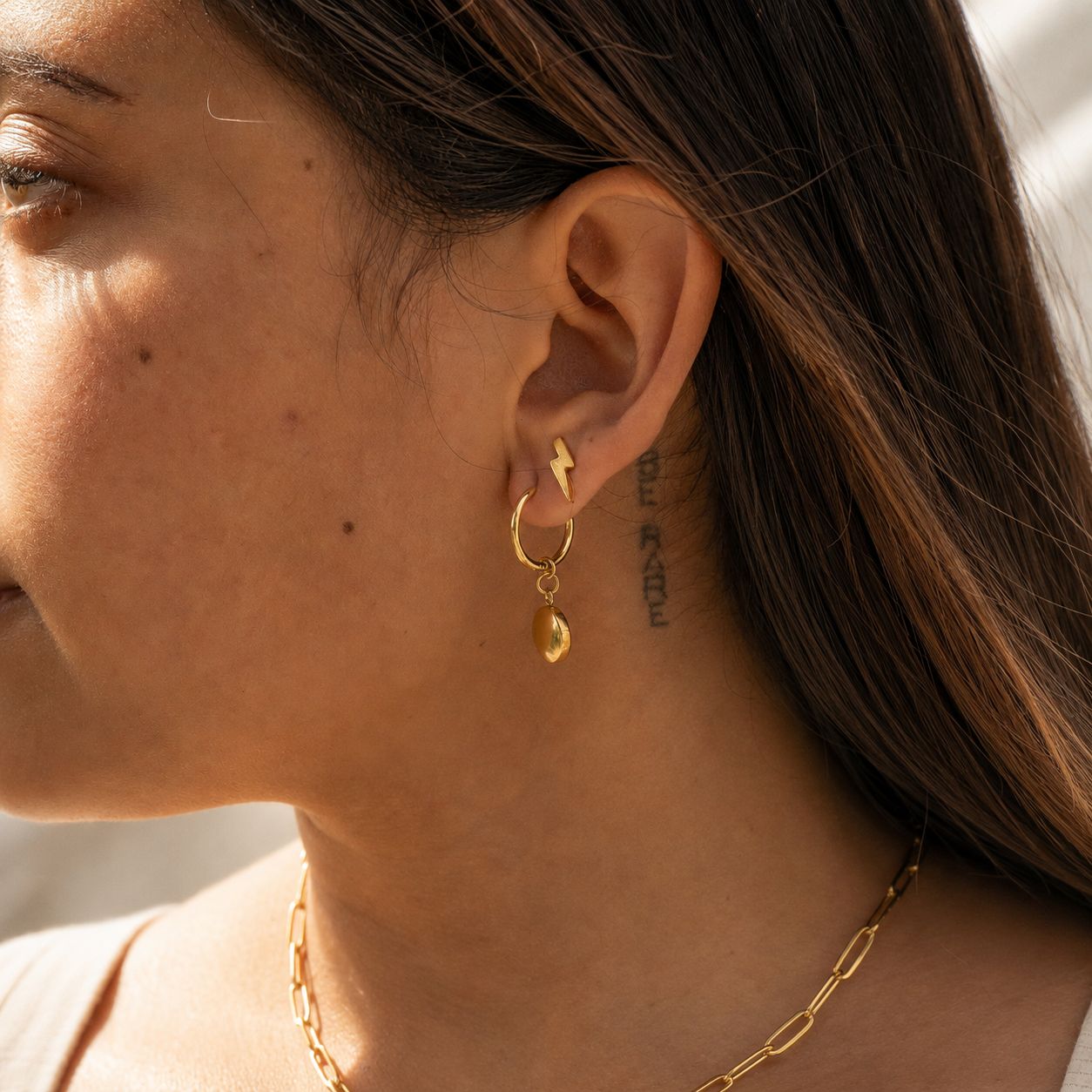 Lightning Bolt Stud Earrings – 18K Gold, Minimalist, Waterproof