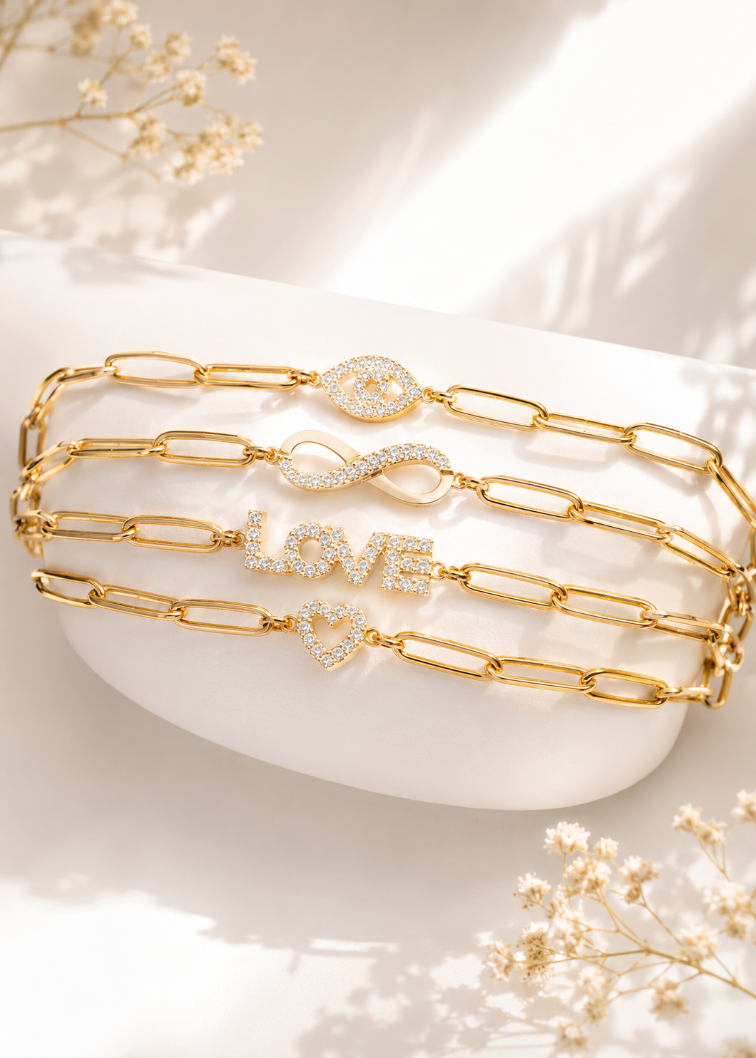 Infinity Necklace – 18K Gold Paperclip Chain, Waterproof