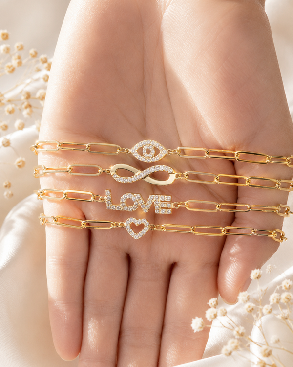 Infinity Necklace – 18K Gold Paperclip Chain, Waterproof