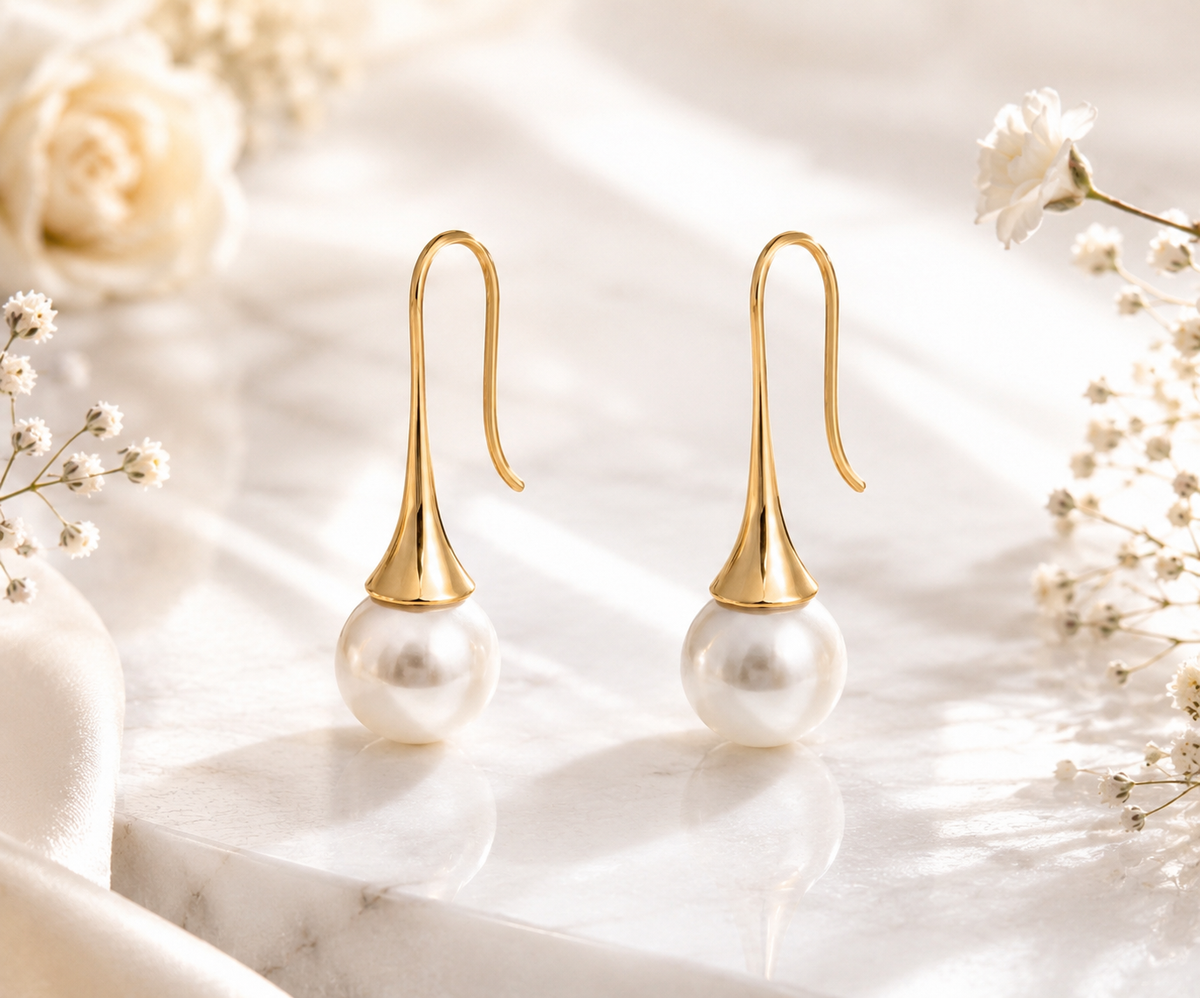 Large Pearl Drop Earrings – product image 1