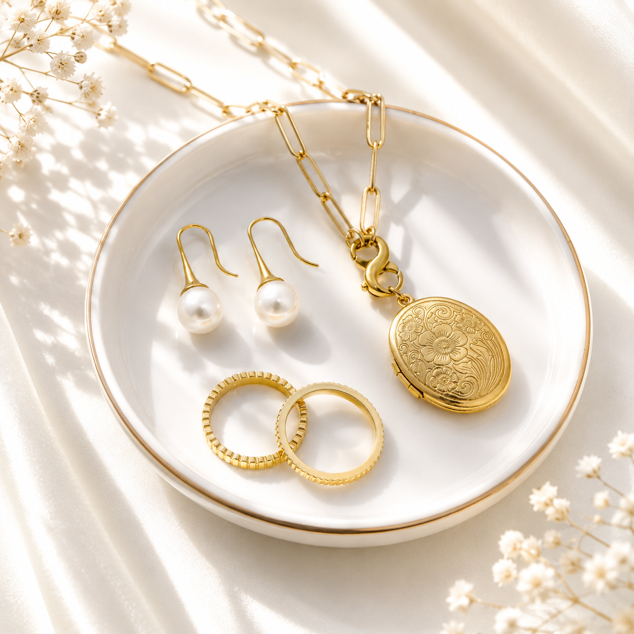 Large Pearl Drop Earrings – 18K Gold, Waterproof, Hypoallergenic
