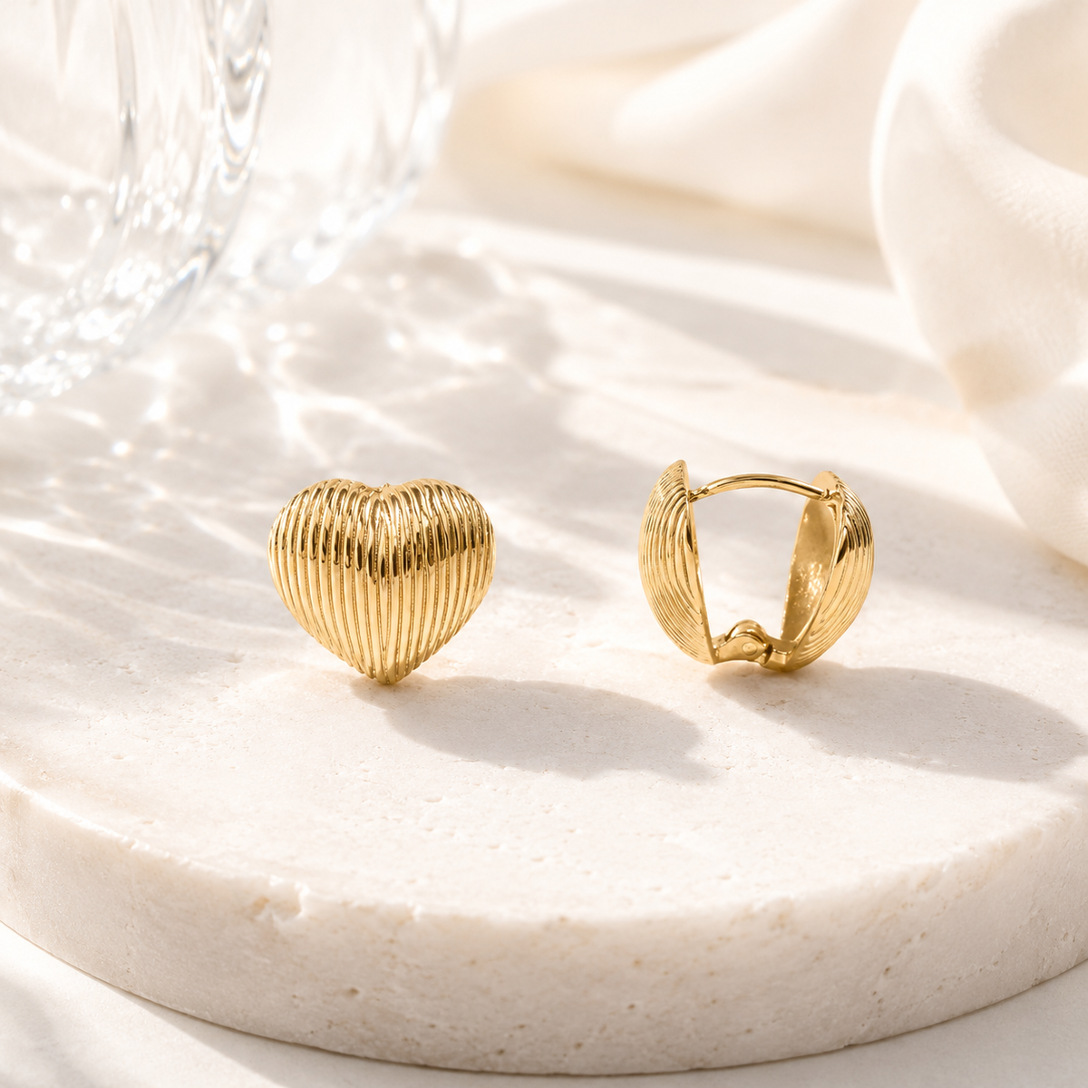 Textured Heart Huggie Earrings – product image 1