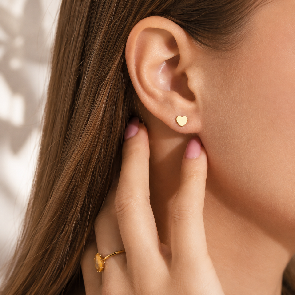 Heart Stud Earrings – 18K Gold, Tiny Dainty, Everyday Wear