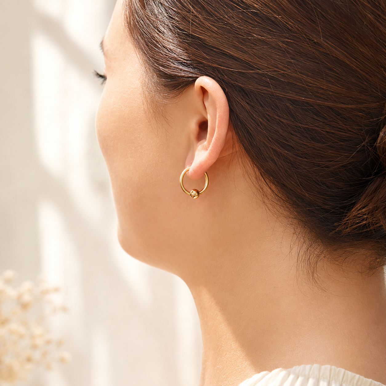 Ball Huggie Hoop Earrings – 18K Gold, Minimalist, Lightweight
