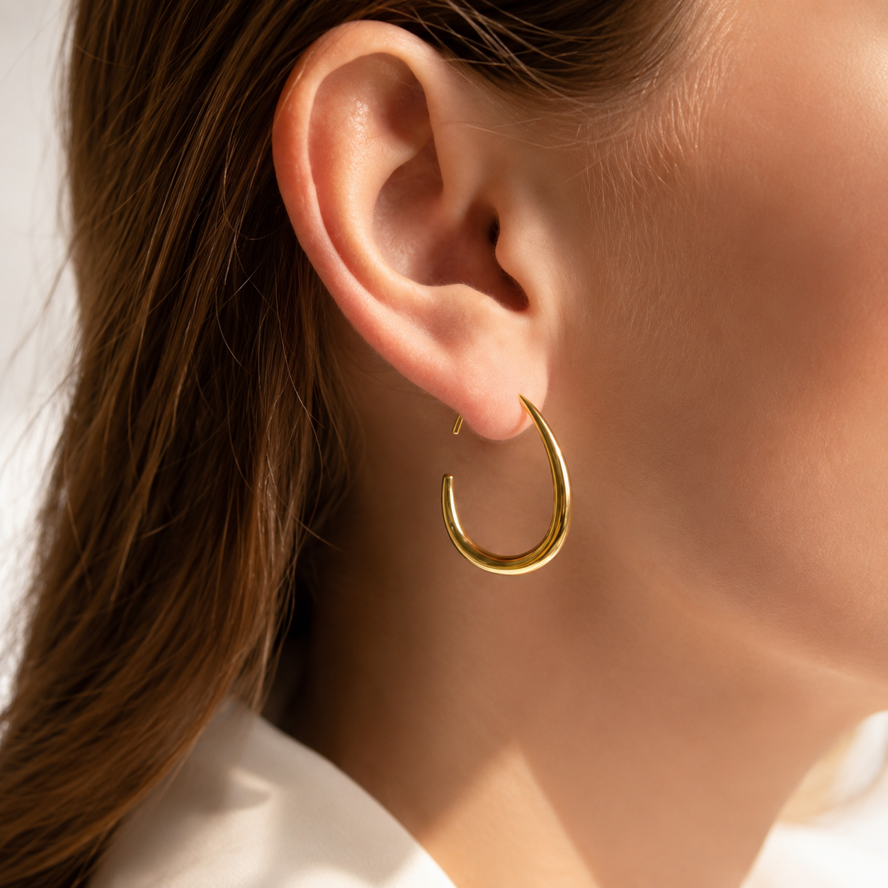Sculptural Gold Hoop Earrings | Abstract Statement Huggies, Minimalist Luxury