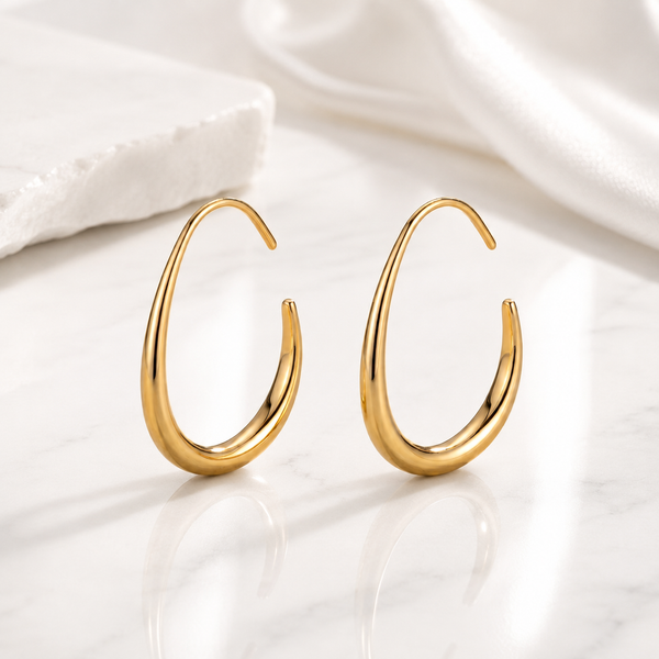 Sculptural Gold Hoop Earrings | Abstract Statement Huggies, Minimalist Luxury