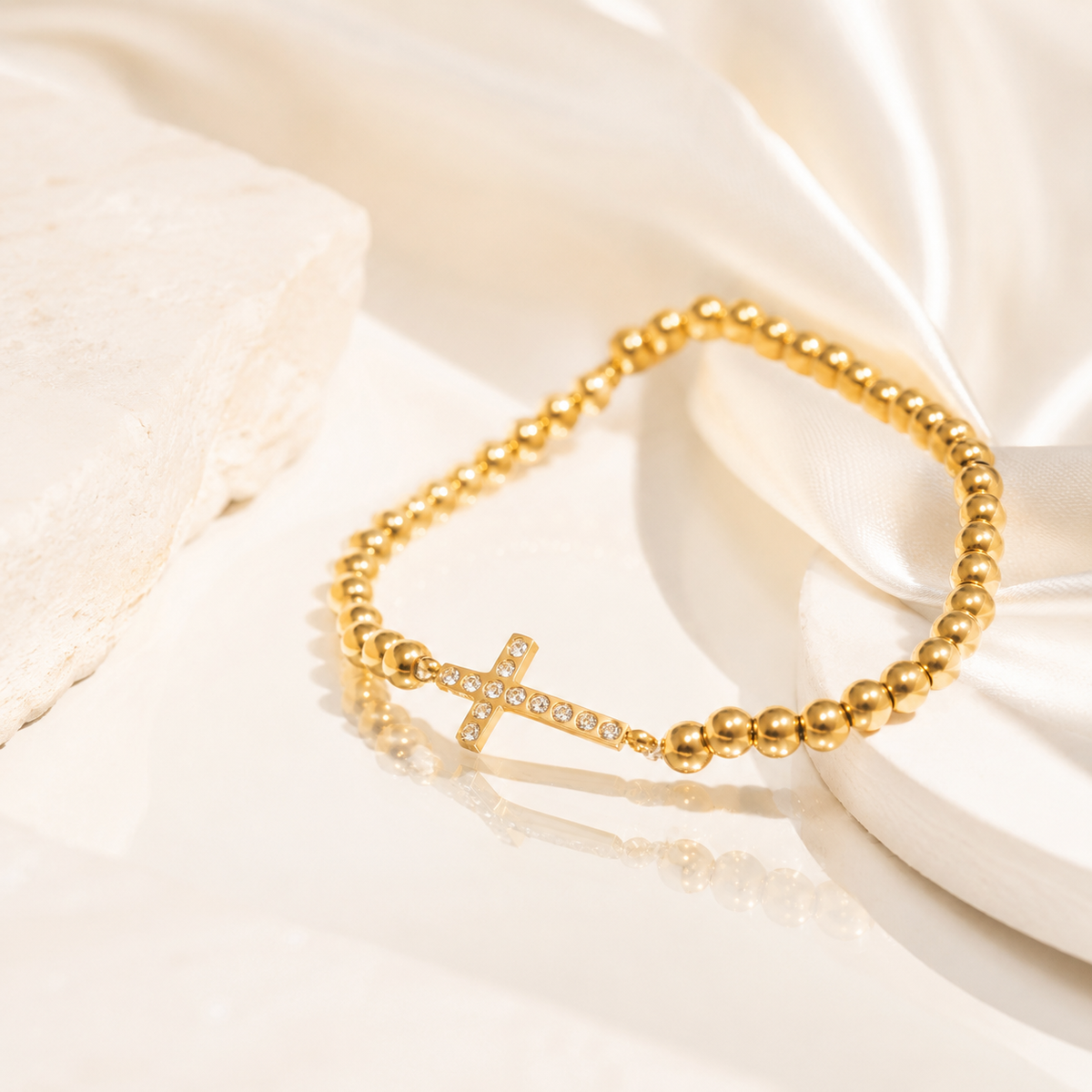 Cross Beaded Stretch Bracelet – product image 5