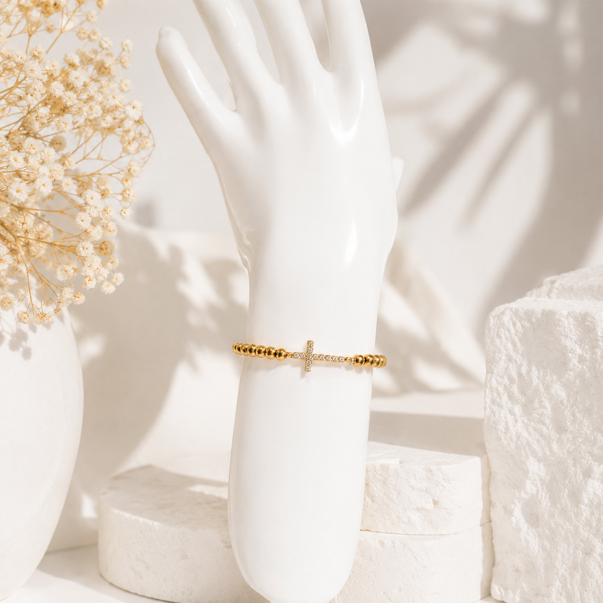 Cross Beaded Stretch Bracelet – product image 3