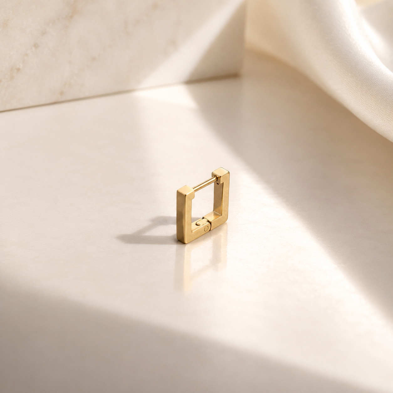 Square Huggie Hoop Earrings – 18K Gold, Geometric, Waterproof