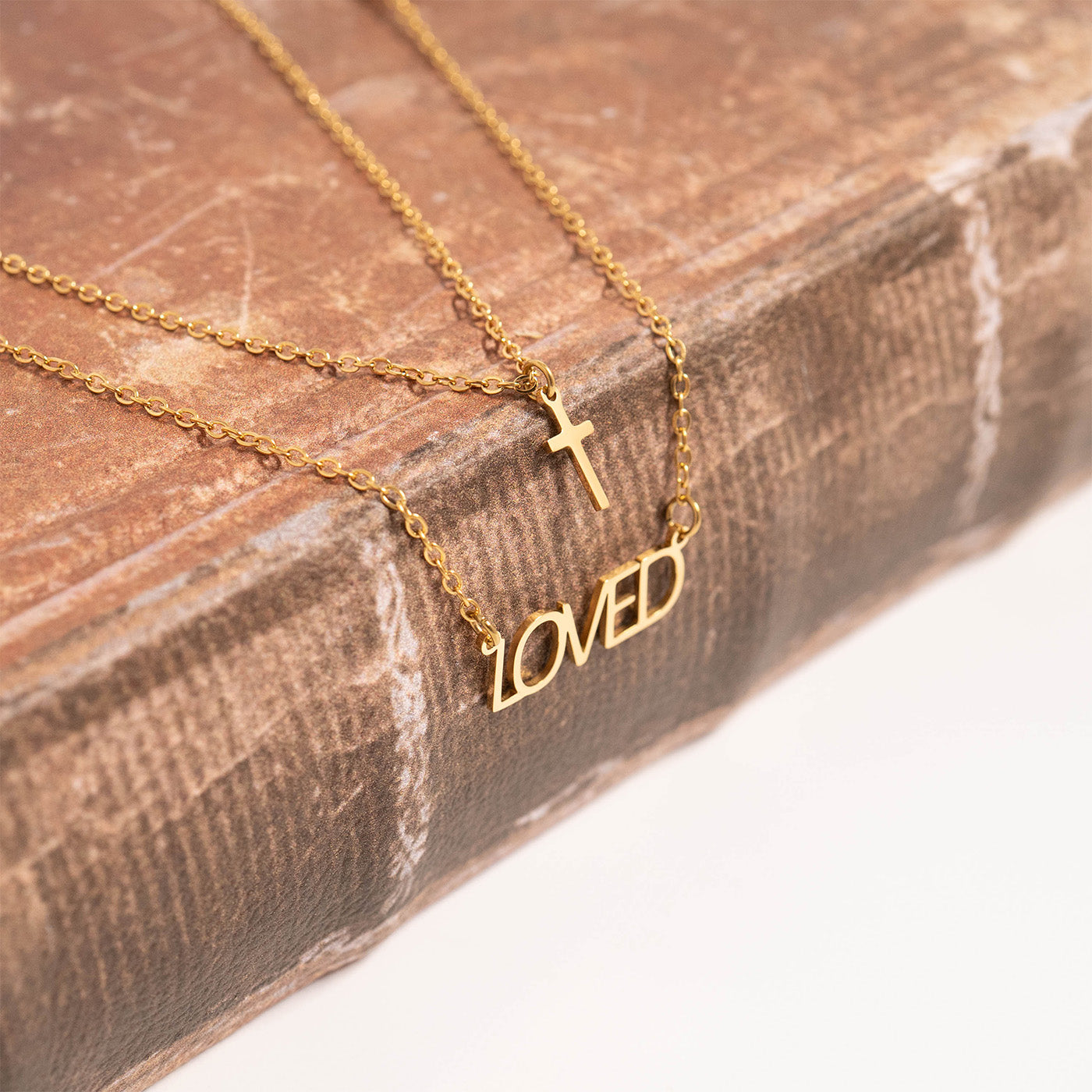 Layered Cross & Love Necklace – 18K Gold, Faith Jewelry