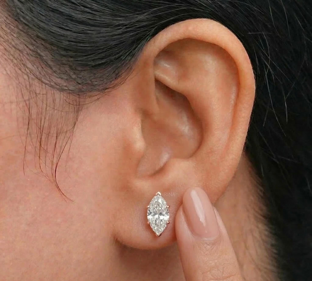 Marquise Lab Grown Diamond Stud Earrings – product image 5