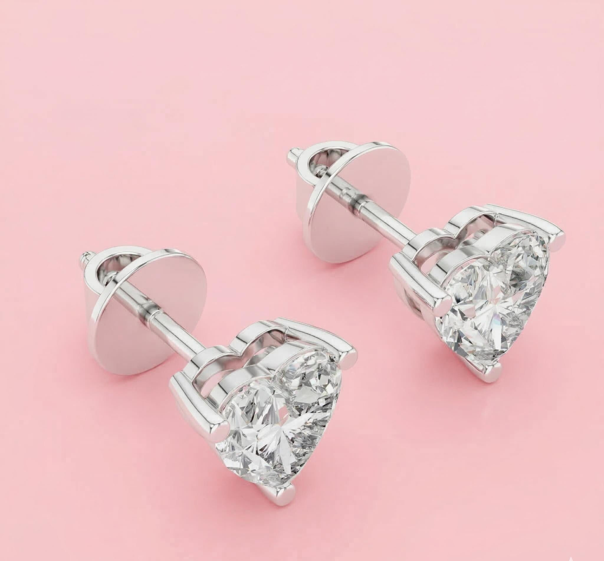 Heart Lab Diamond Stud Earrings – Solid Gold, IGI Certified