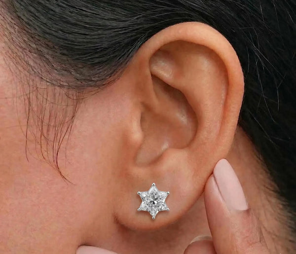 Star Lab Diamond Stud Earrings – Solid Gold, Conflict-Free