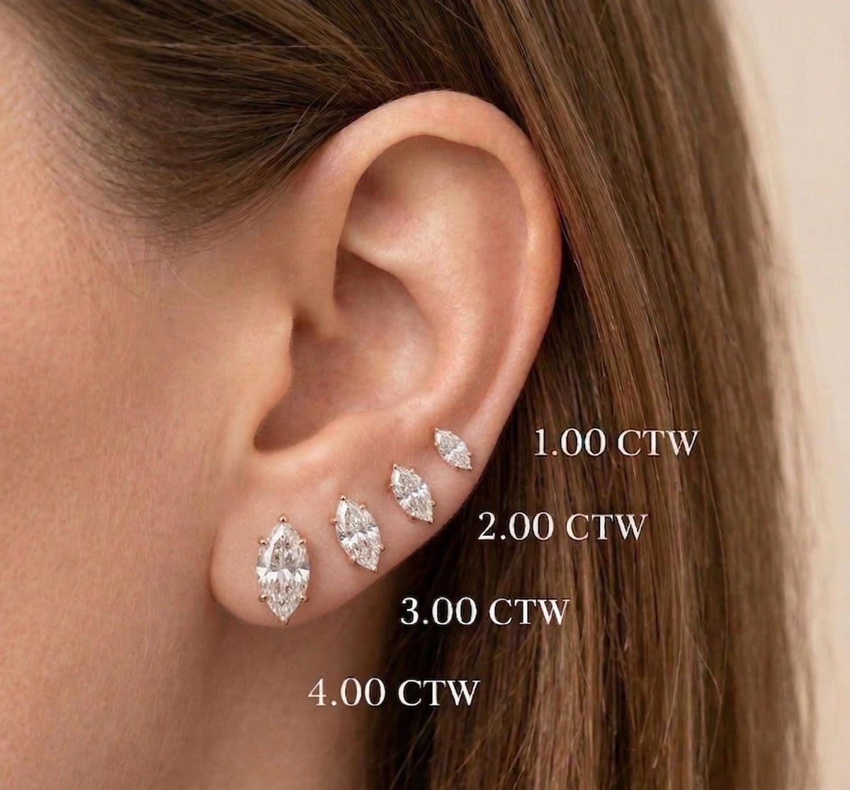 Marquise Lab Grown Diamond Stud Earrings – product image 7