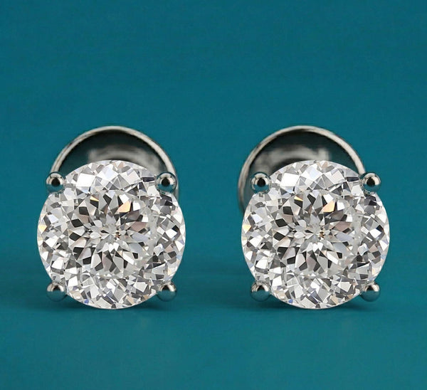 Portuguese Cut Lab Diamond Stud Earrings – 14K Solid Gold, IGI Certified