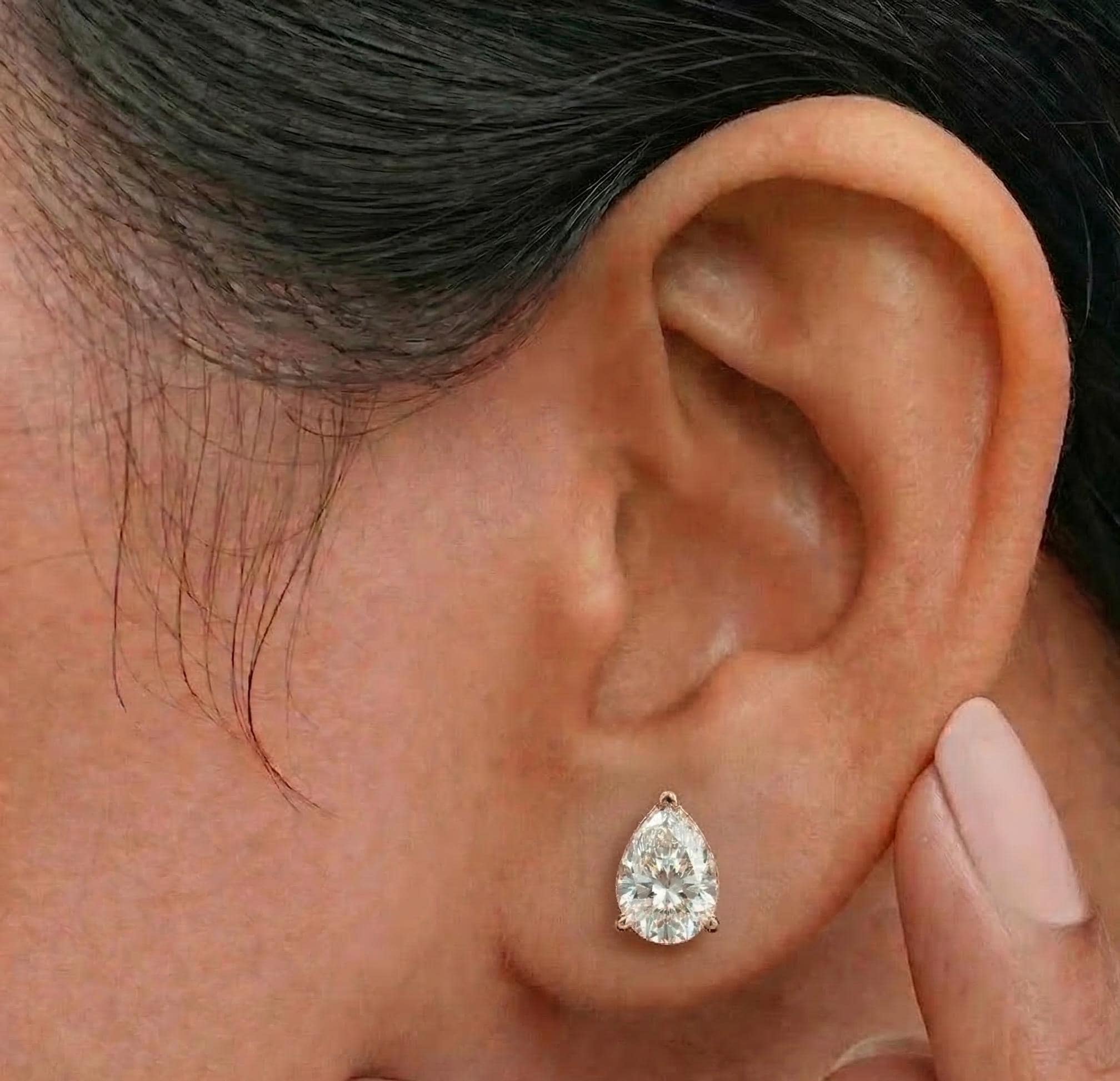Pear Lab Diamond Stud Earrings – Solid Gold, IGI Certified