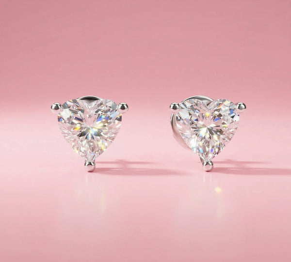 Heart Lab Diamond Stud Earrings – Solid Gold, IGI Certified