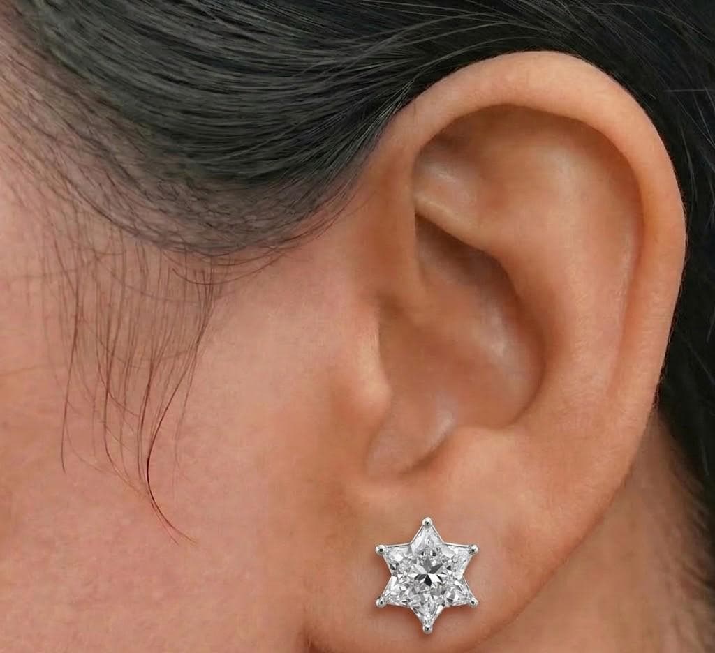 Star Lab Diamond Stud Earrings – Solid Gold, Conflict-Free