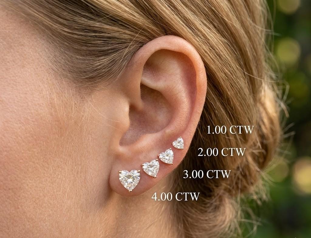 Heart Lab Diamond Stud Earrings – Solid Gold, IGI Certified