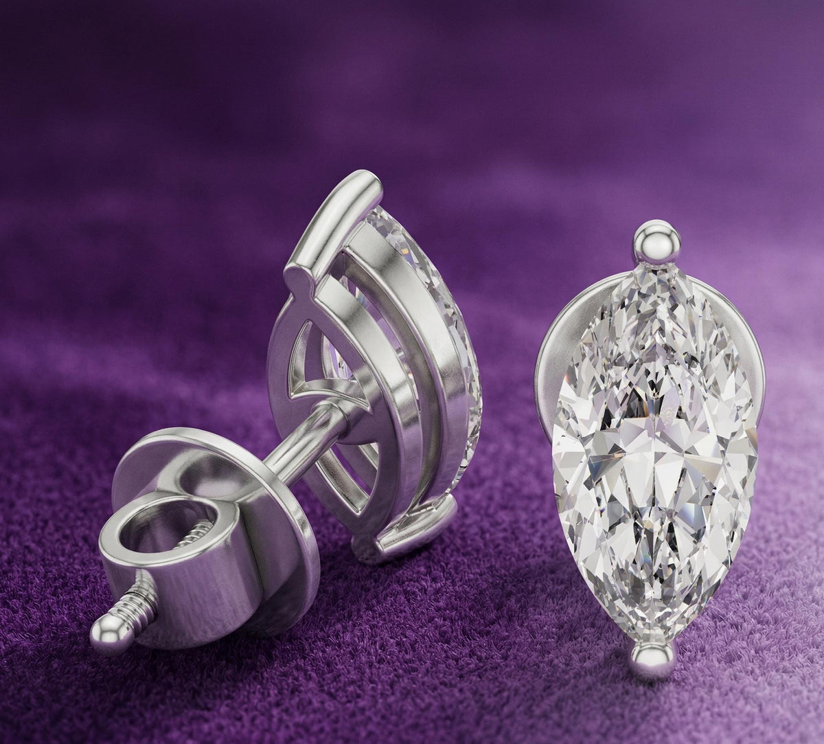 Marquise Lab Grown Diamond Stud Earrings – product image 6