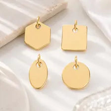 18K Gold PVD Finish Blank Jewelry Tags, Stainless Steel Stamping Charms