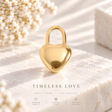 Heart Padlock Charm, 18K Gold PVD or Stainless Steel, Jewelry Making Supply