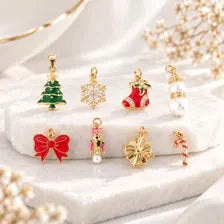 Stainless Steel Christmas Charm Bundle, Gold or Silver Holiday Jewelry Making Supplies