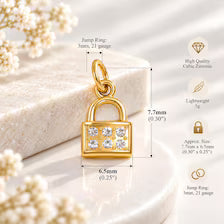 Tiny Gold Padlock Charm, Sparkling Lock Pendant, Love Jewelry Supply, Dainty Charm