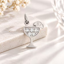 Gold Margarita Charm, Sparkling Cocktail Glass Pendant, Jewelry Supply, Tequila Lover Gift