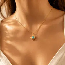 18K Gold Turquoise Compass Charm, Stainless Steel Travel Pendant, Necklace Bracelet Jewelry Making Supply