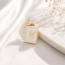 18K Gold PVD Zodiac Card Pendant, Stainless Steel Charm, Celestial Gift