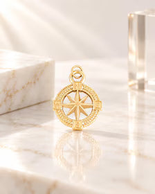Nautical Compass Charm, 18K Gold PVD Stainless Steel Pendant, Adventure Travel Jewelry Supply