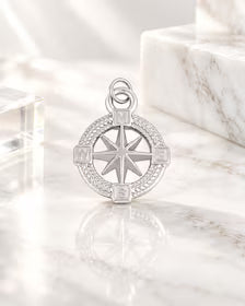 Nautical Compass Charm, 18K Gold PVD Stainless Steel Pendant, Adventure Travel Jewelry Supply