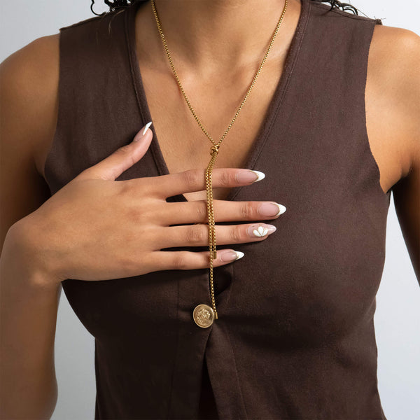 Bolo Necklace – 18K Gold, Adjustable Sliding Chain, Waterproof