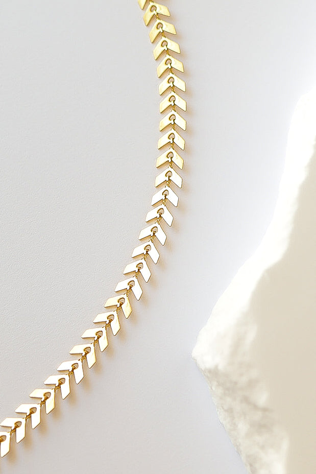 Chevron Chain Layering Necklace – 18K Gold, Waterproof