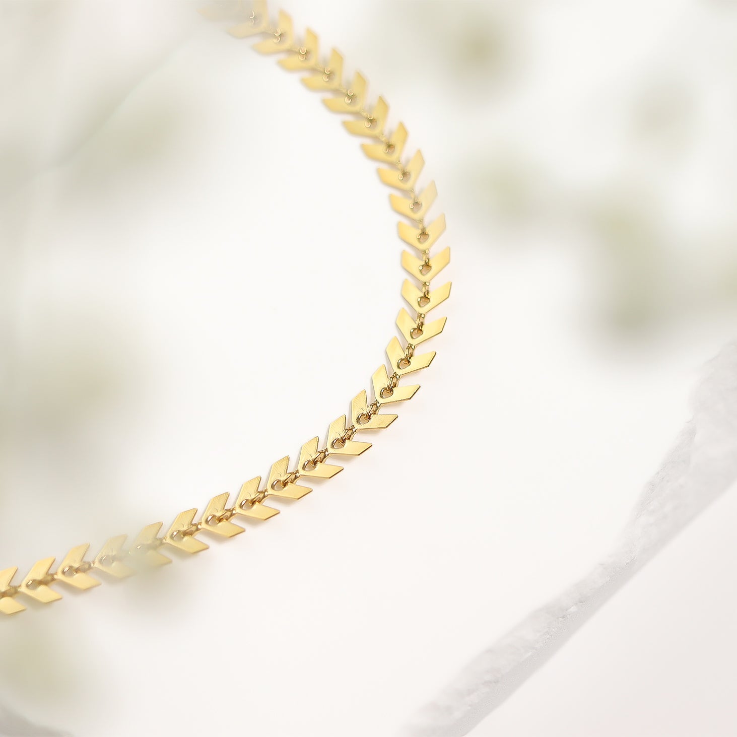 Chevron Chain Layering Necklace – 18K Gold, Waterproof