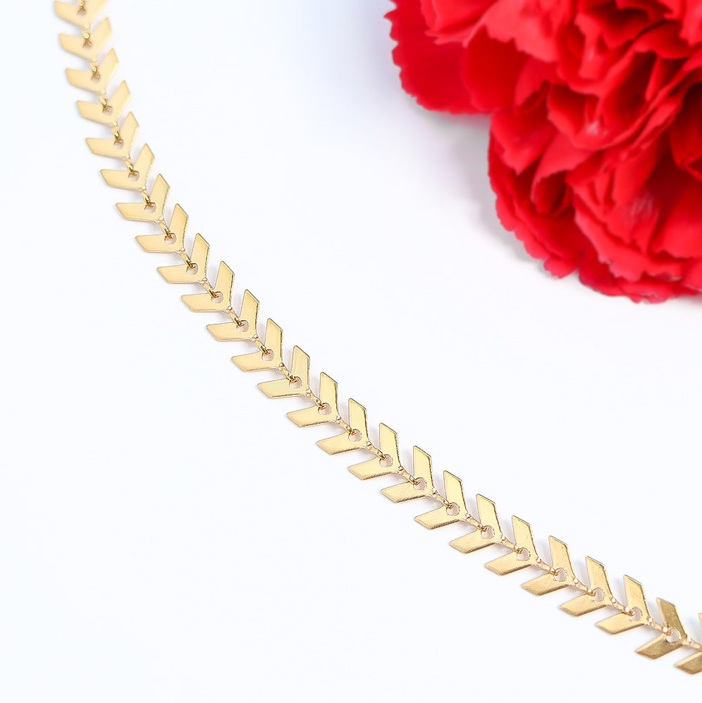 Chevron Chain Layering Necklace – 18K Gold, Waterproof