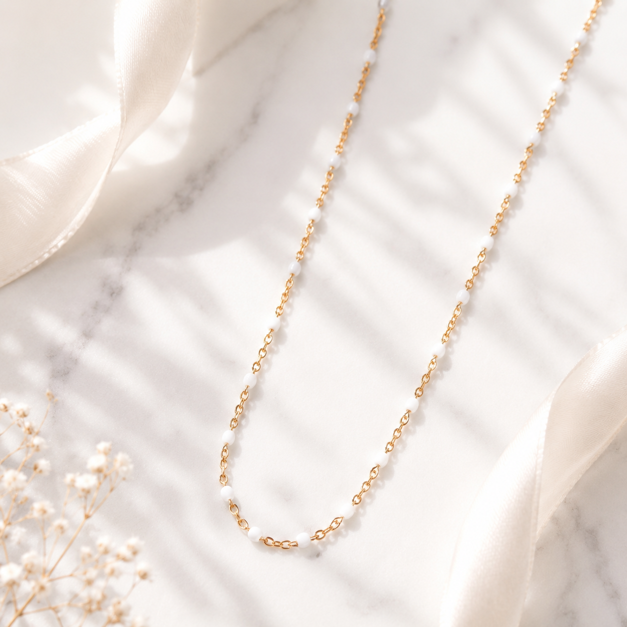 Confetti Enamel Necklace – 18K Gold, Dainty Layering, Waterproof