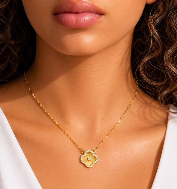 Flower Pendant Necklace – 18K Gold, Dainty Floral, Waterproof