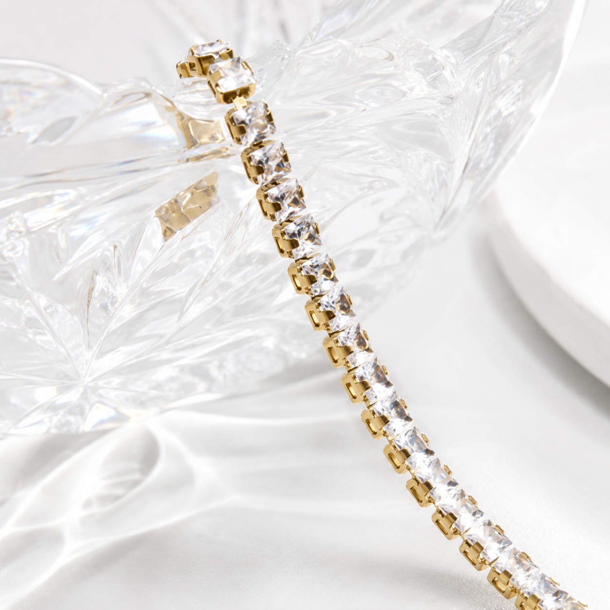 Emerald Cut Tennis Bracelet – 18K Gold, CZ, Hypoallergenic