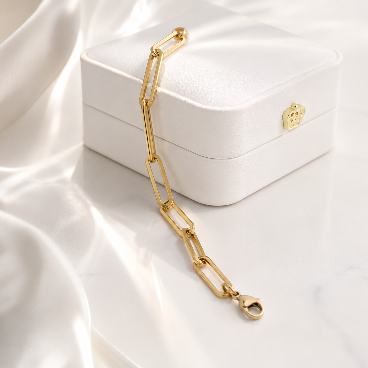 Paperclip Chain Bracelet – 18K Gold, Minimalist, Modern