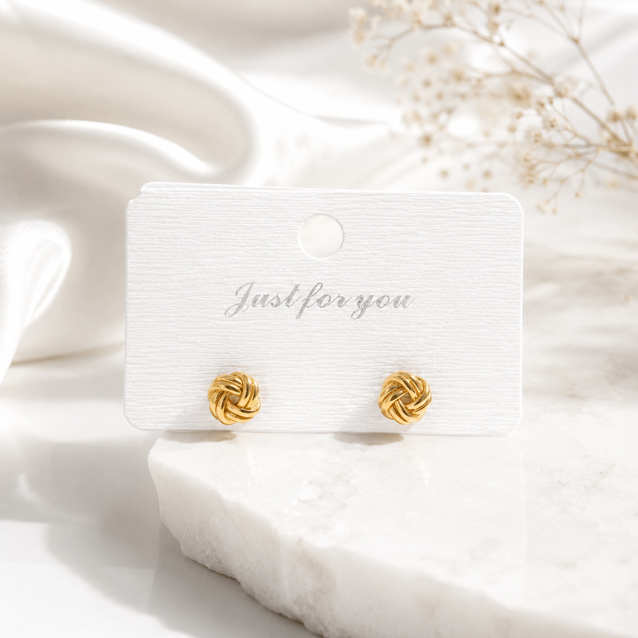 Knot Stud Earrings – 18K Gold, Minimalist, Waterproof