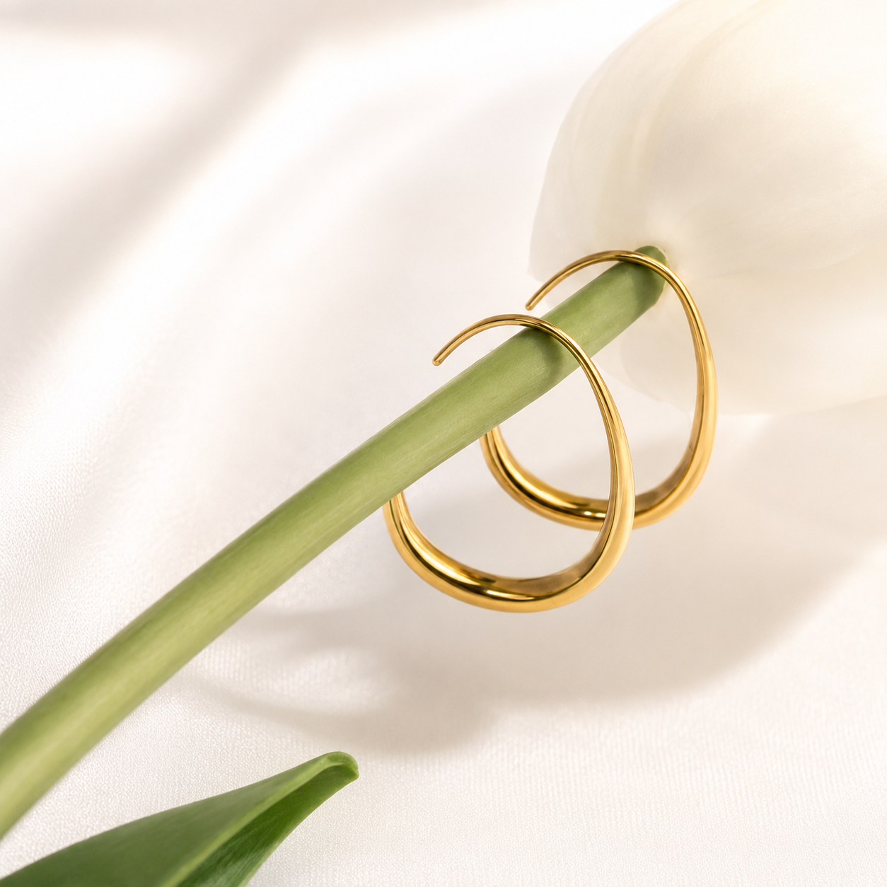 Sculptural Gold Hoop Earrings | Abstract Statement Huggies, Minimalist Luxury