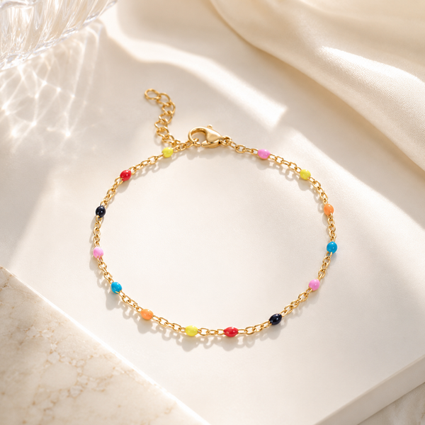 Multi Color Confetti Bracelet – 18K Gold, Waterproof, Hypoallergenic