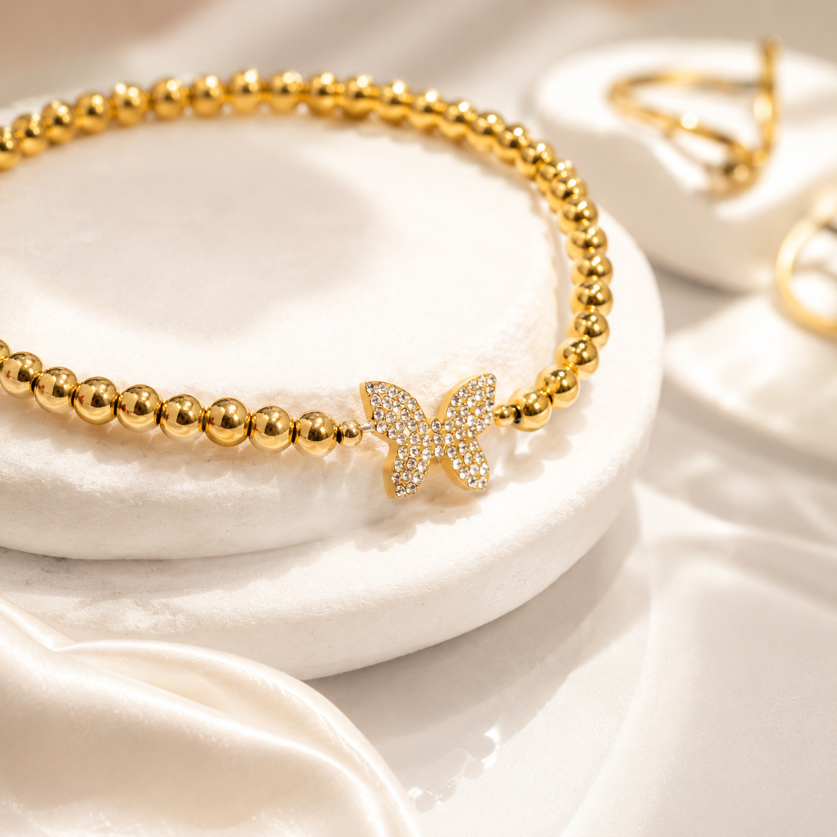 Butterfly Beaded Stretch Bracelet – product image 3