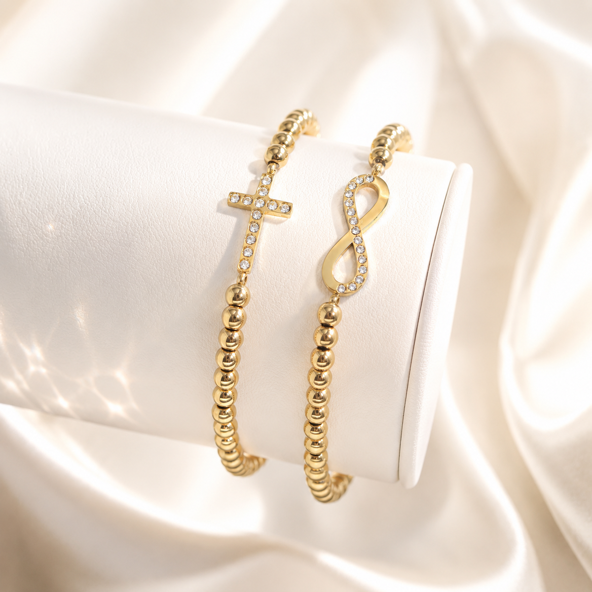 Cross Beaded Stretch Bracelet – product image 4