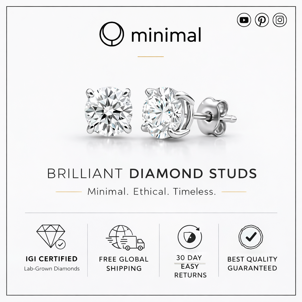 Heart Shape Lab Grown Diamond Stud Earrings — Solid Gold | IGI Certified